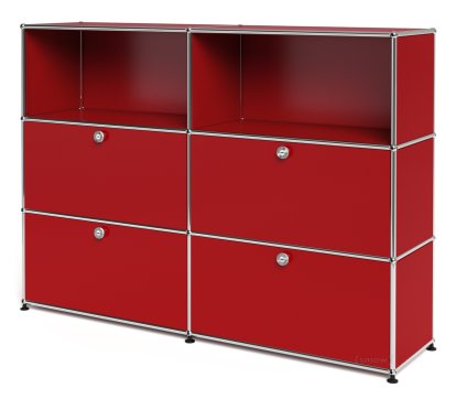USM Haller Highboard L with 4 Drop-down Doors, USM ruby red