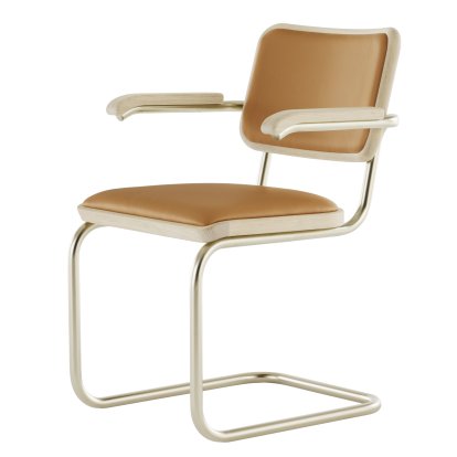 JS . Thonet - S 64 P/V Nordic Cantilever Chair, Nordic 02 - leather, burnt walnut