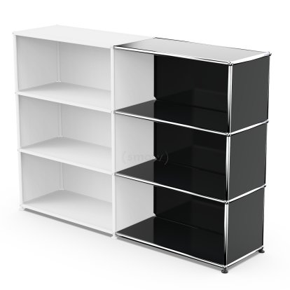 USM Haller Extension Kit Horizontal 3, Graphite black RAL 9011, 35 cm