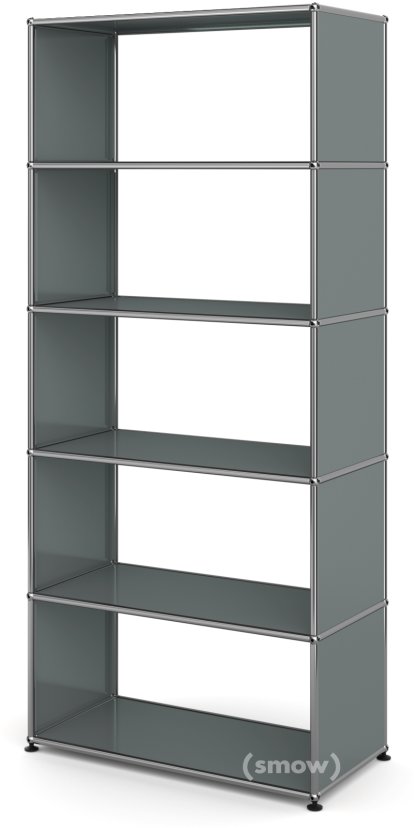 USM Haller Living Room Shelf M Type 1, without back panel, Mid grey RAL 7005