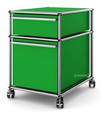 USM Haller Mobile Pedestal with Hanging File Basket, No locks, USM green