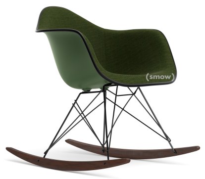 Eames Plastic Armchair RE RAR with Upholstery, Forest, With full upholstery, Nero / forest, Black, Basic dark/dark maple