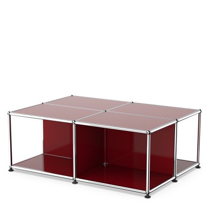 USM Haller Coffee Table with Storage Shelves, USM ruby red