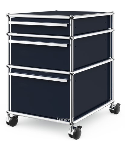 USM Haller Mobile Pedestal with 3 Drawers Type 2 (with Counterbalance), No locks, Steel blue RAL 5011