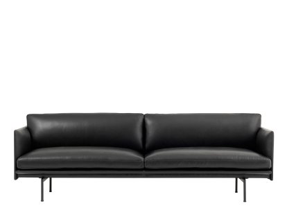 Outline Sofa, 3 Seater, Leather black, Aluminium, black