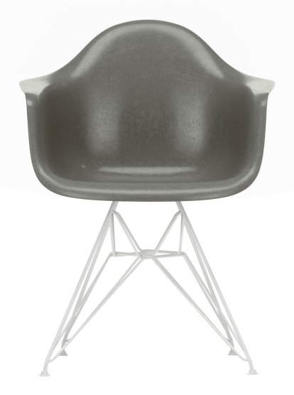 Eames Fiberglass Armchair DAR, Eames raw umber, White