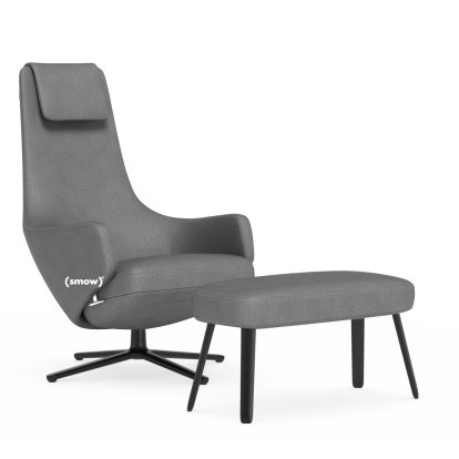 Repos Lounge Chair, Chair Repos & Panchina, Fabric Dumet sierra grey melange, 40 cm, Basic dark
