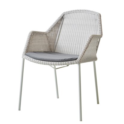 Breeze Chair, White grey, With seat cushion, Natté - Grey