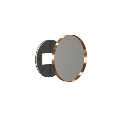 Unu mirror with LED lighting round (set), ø 40 cm, Brushed copper