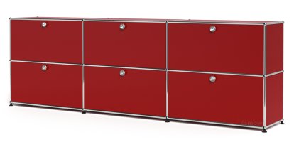 USM Haller Sideboard XL, Customizable, USM ruby red, With 3 drop-down doors, With 3 drop-down doors