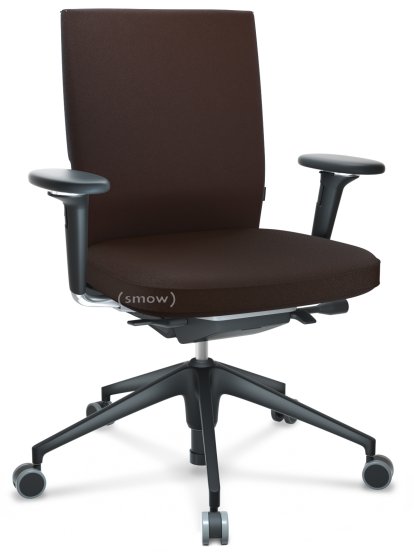 ID Soft, FlowMotion-with tilt mechanism, with seat depth adjustment, With 3D-armrests, 5 star foot , basic dark plastic, Basic dark, Seat and back Plano, Brown, Hard castors for carpets
